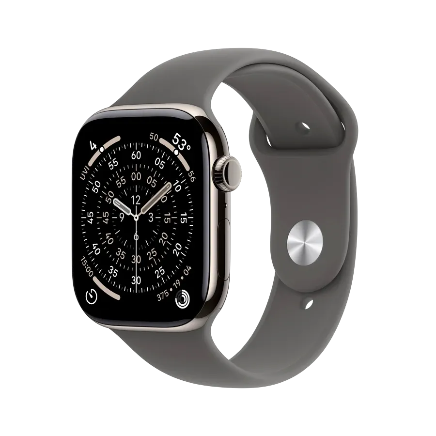 photo 1 - Apple Watch Series 11 GPS + Cellular,  Stone Grey Sport Band, S/M, 46mm, Natural Titanium