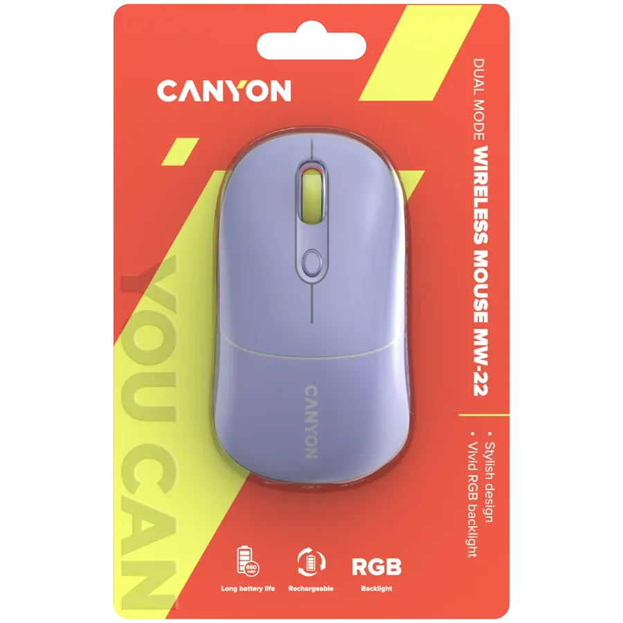photo 6 - Мышь CANYON MW-22 Dual Band RGB Wireless Mountain Lavender (CNS-CMSW22ML)