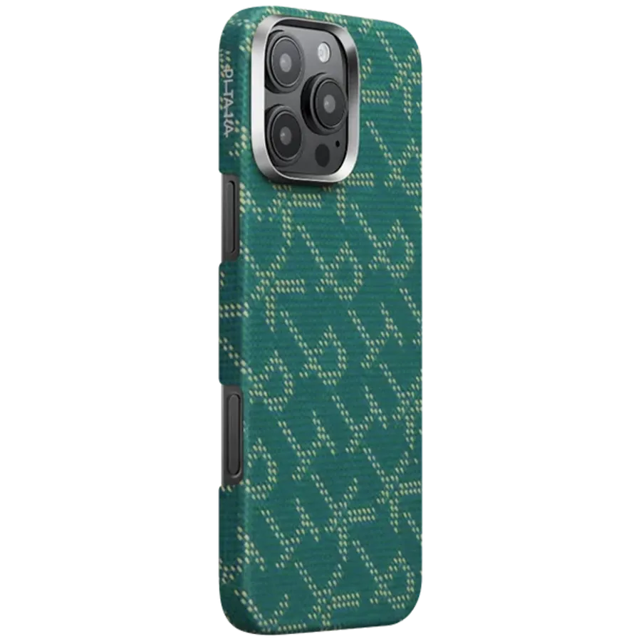 photo - Чохол Pitaka Tactile Woven Monogram Green/Gold for iPhone 16 Pro Max (KI1601PTKP)