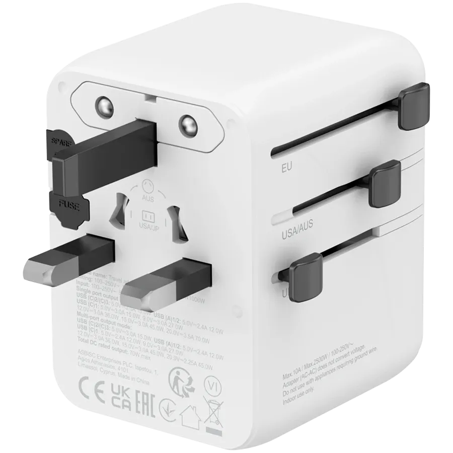 CANYON Power Adapter OnTour 70 5*USB/USB-C 3*USB Type C, 2*USB Type-A, 70 W