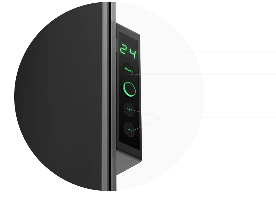 LED-skjerm. Styring via knapper eller AENO-appen