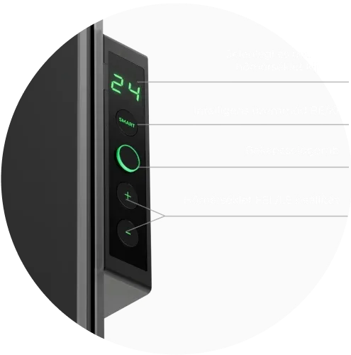 LED kijelző. Vezérlés gombokkal vagy az AENO alkalmazással