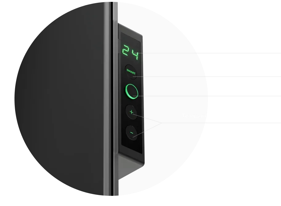 LED-Bildschirm. Steuerung über Tasten oder AENO App