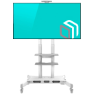 ONKRON Mobile TV Stand for 50-83” TVs with Wheels Shelves Height Adjustable Rolling TV Cart, White