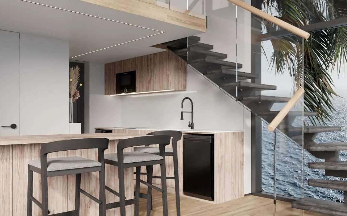 Living and dining area of the modular house