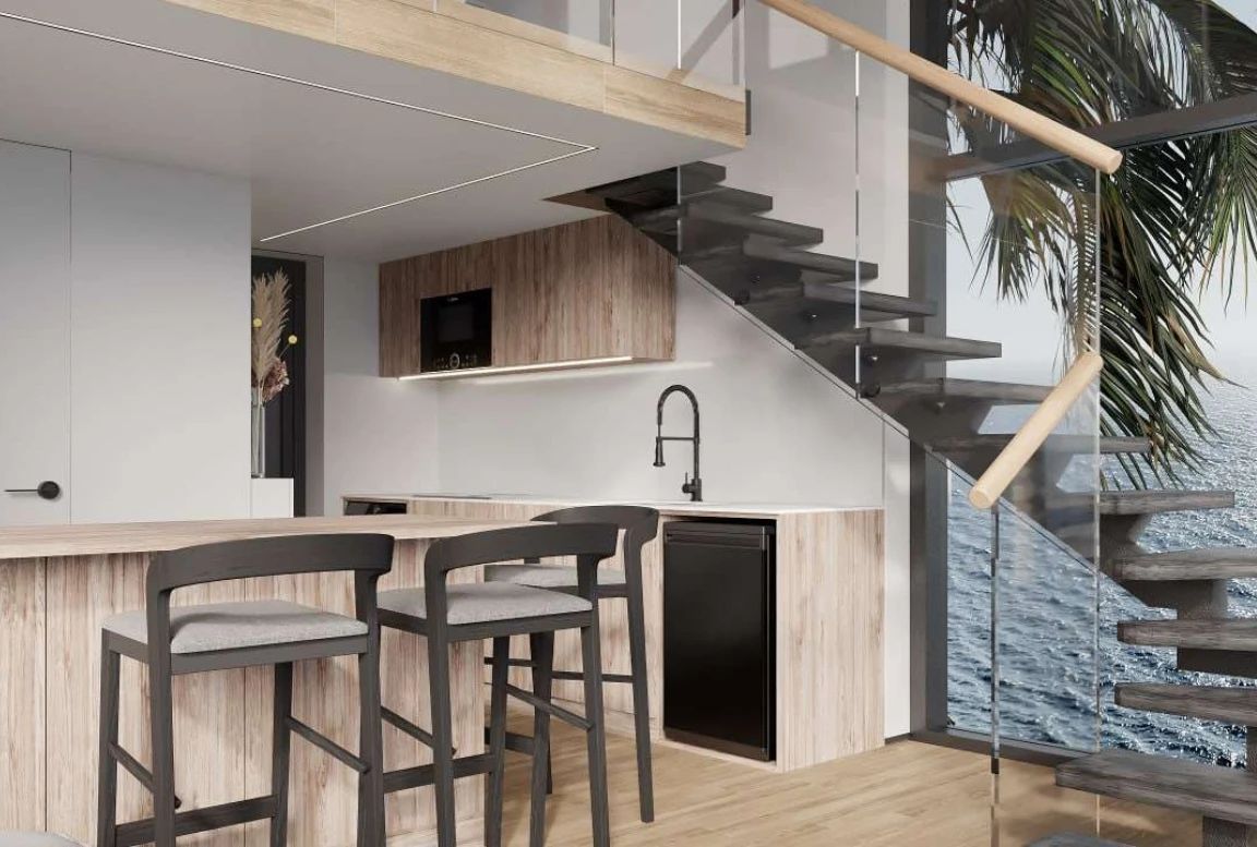 Living and dining area of the modular house