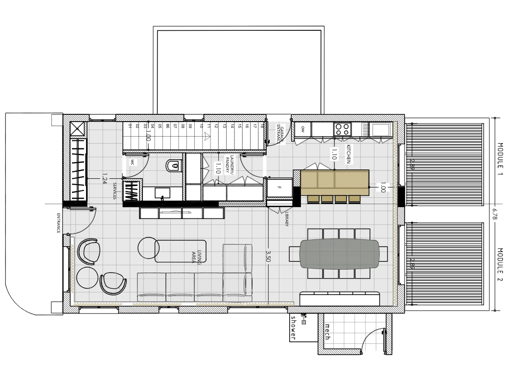 Ground floor plan and schematics of MD168