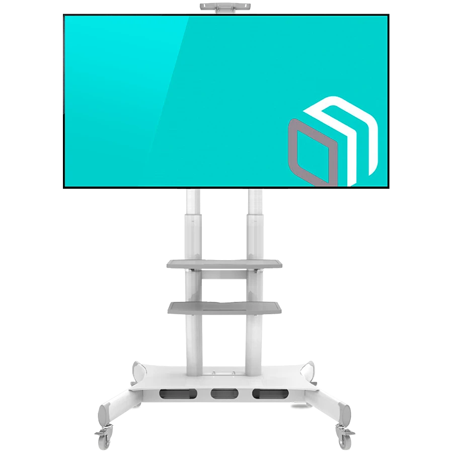 ONKRON Mobile TV Stand for 50-83” TVs with Wheels Shelves Height Adjustable Rolling TV Cart, White