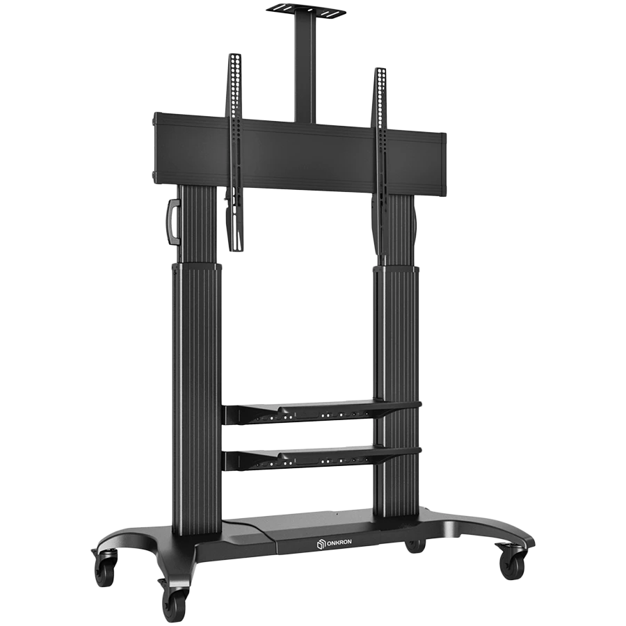 ONKRON Mobile TV Stand Rolling TV Cart for 60 to 100-Inch Screens up to 136,4 kg, Black