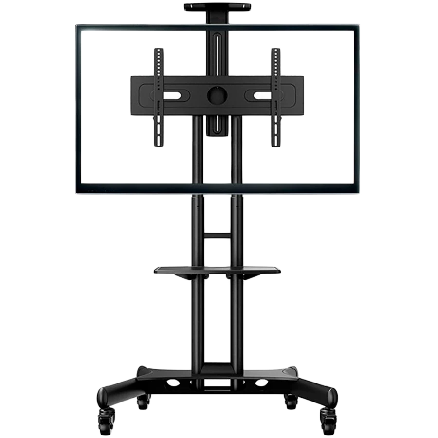 ONKRON Mobile TV Stand for 40-70” TVs with Wheels Shelves Height Adjustable Rolling TV Cart, Black