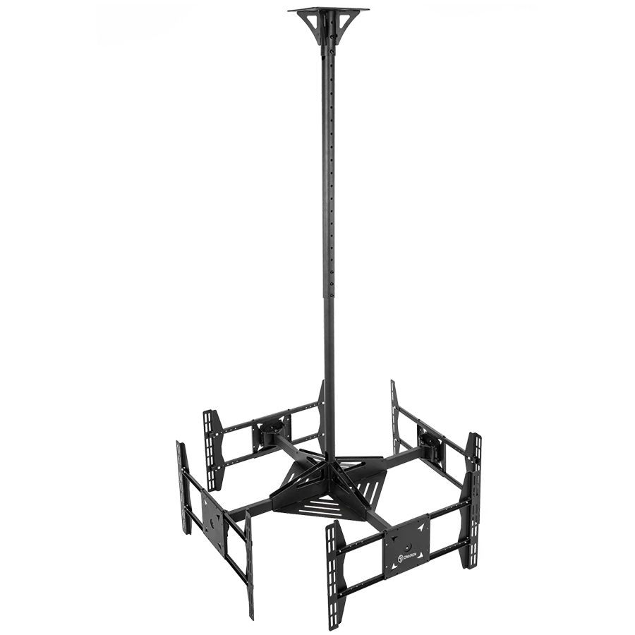 ONKRON Ceiling TV Mount Bracket Height Adjustable for two 32 to 55 Inch LED LCD TVs, Black