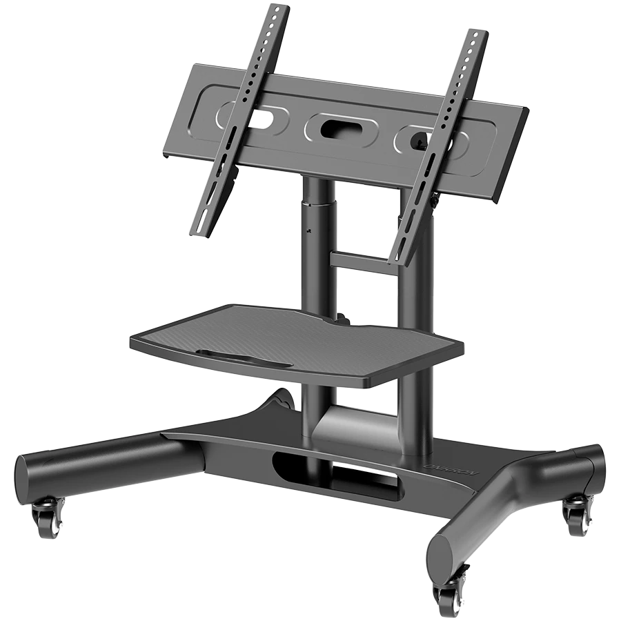 ONKRON Tilting Mobile TV Stand for 32'' – 70 Inch LCD LED OLED TV Screens & Touch Panels Rolling TV Cart on Wheels with Shelf, Black