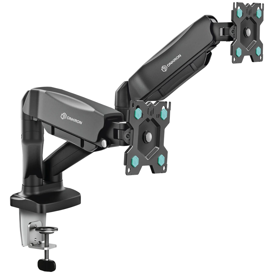 ONKRON Dual Monitor Desk Mount Stand for 13 to 32-Inch LCD LED Monitors up to 8 kg, Black