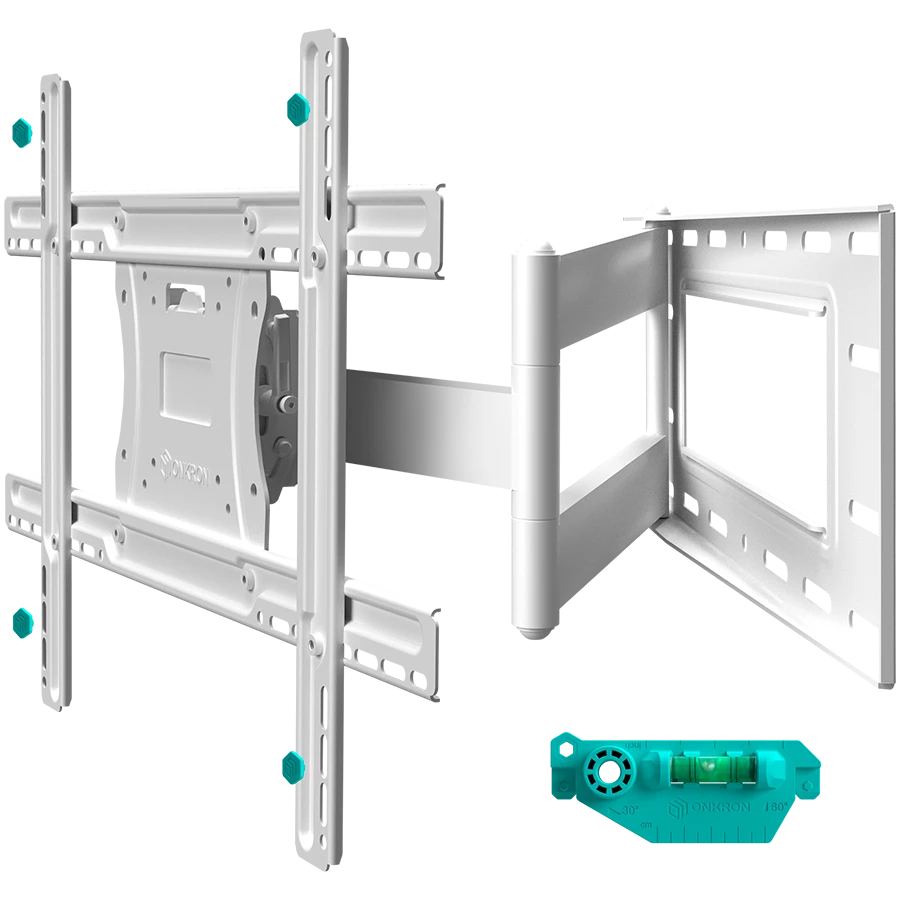 ONKRON Full Motion TV Wall Mount for 40 to 75-inch Flat Panel TVs Digital Panels 68,2 kg, White