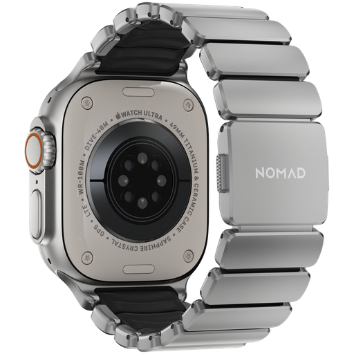 NOMAD Band Extension for Apple Watch 42/44/45/49 mm, Natural Titanium/Black