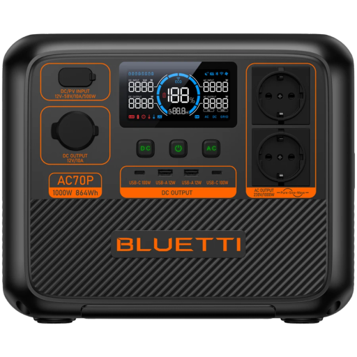 Портативная зарядная станция BLUETTI AC70P / 1000 Вт / 864 Вт⋅ч / LiFePO4