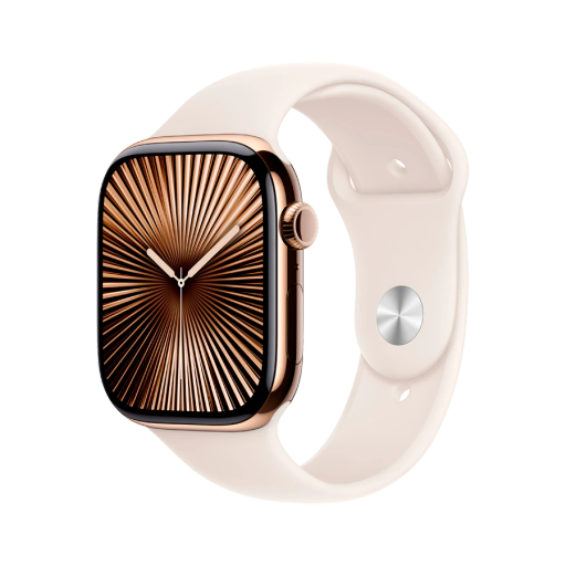 Apple Watch Series 10 GPS + Cellular  Starlight Sport Band, S/M, 42mm, Gold