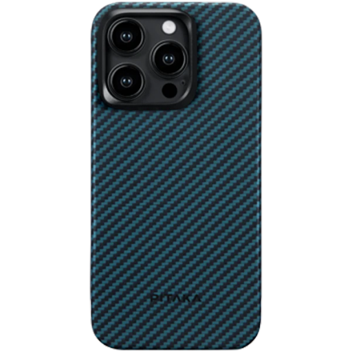 PITAKA Case MagEZ Case 4 with MagSafe Black/Blue Twill for iPhone 15 Pro