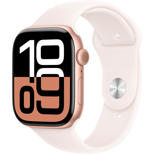 Apple Watch Series 10 GPS 46mm Rose Gold Aluminium Case with Light Blush Sport Band - S/M, Model A2999