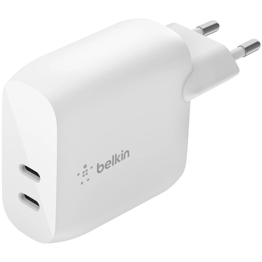 Мережевий зарядний пристрій Belkin 40Вт 2хUSB-С PD White (WCB006VFWH)
