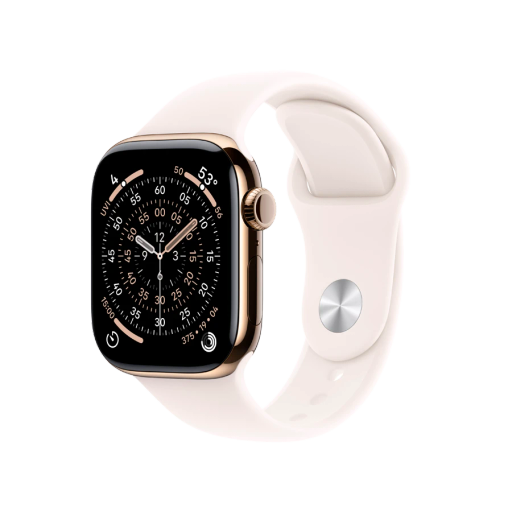 Apple Watch Series 11 GPS + Cellular,  Светлый розовый спортивный ремешок, S/M, 42мм, Gold Titanium