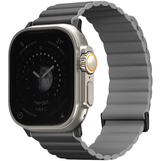 UNIQ Revix Premium Strap for Apple Watch 49/45/44/42 Band for Apple Watch 42/44/45/49 mm, Charcoal/Ash Grey