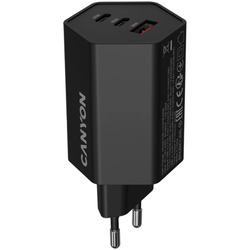 Адаптер питания CANYON Hexagon 65 3*USB/USB-C 2*USB Тип C, USB Тип A, 65 Вт