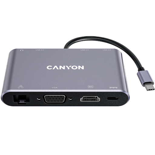 CANYON  DS-14  USB Hub 8 in 1 USB C hub Dark Gray