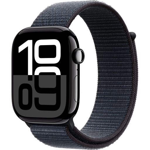 Apple Watch Series 10 GPS 46mm Jet Black Aluminium Case with Ink Sport Loop, Model A2999