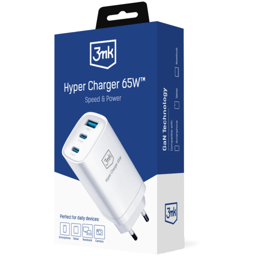 Սնուցման փոխարկիչ 3MK 3*USB/USB-C USB Type-A, 2*USB Type C, 65 Վտ