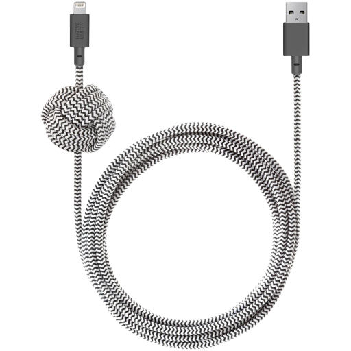 NATIVE UNION Кабель-переходник с USB на Lightning NIGHT, Зебра, 3м
