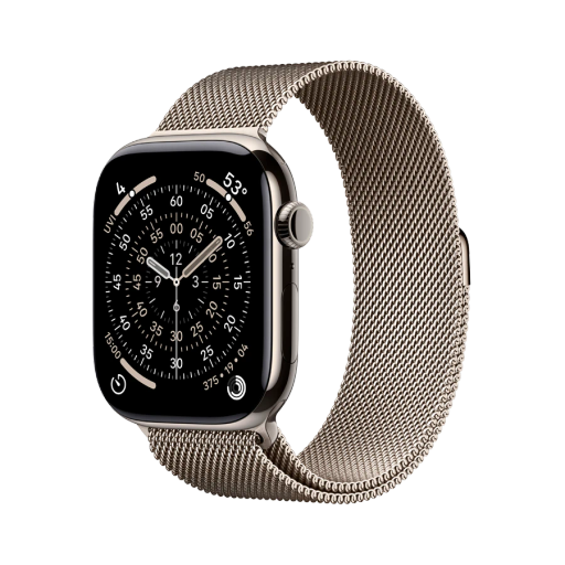 Apple Watch Series 11 GPS + Cellular,  Natural Milanese Loop, S/M, 46mm, Natural Titanium