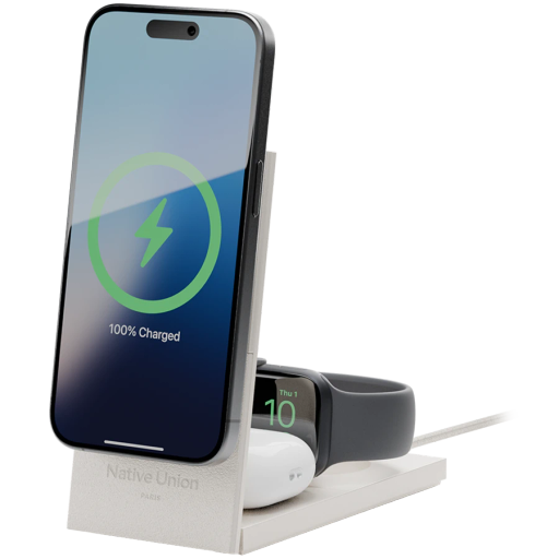 Бездротовий зарядний пристрій Native Union Rise 3-in-1 Qi2 Sandstone (RS-3IN1-SAN-INT)