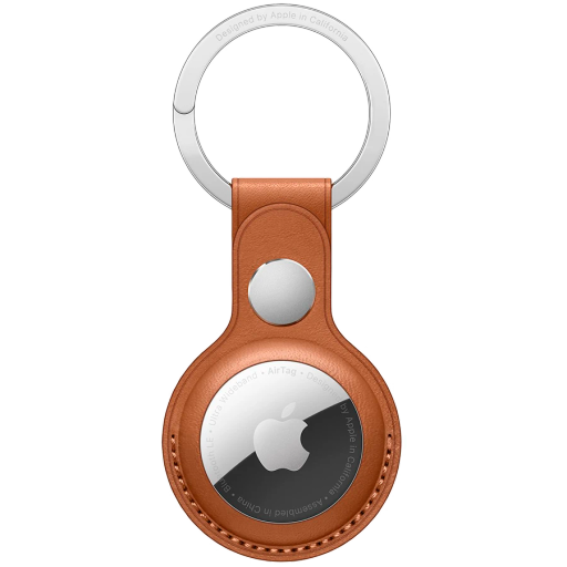 AirTag Leather Key Ring - Saddle Brown