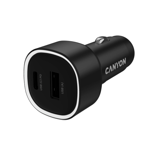 Adaptor auto CANYON USB/USB-C, 85 W, Black