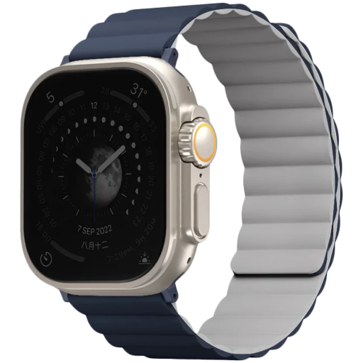 UNIQ Revix reversible Magnetic Strap for Apple Watch 49/45/44/42 Band Revix reversible Magnetic Storm Blue/Grey for Apple Watch 42 mmApple Watch 44 mmApple Watch 45 mmApple Watch 49 mm 42/44/45/49 mm