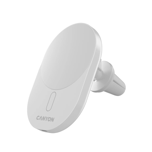 CANYON , WhiteWireless Car Charger with USB2.0 Type C TO Type C Cable PVC molding 1m white color Input:Type-C PD: 5V3A, 9V2.22A 20W Output:15W Max