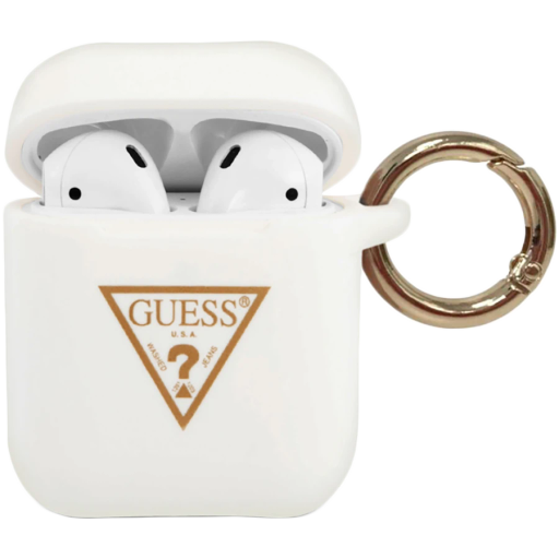 GUESS Case Silicone case Triangle logo  White for AirPods (Gen1/2)