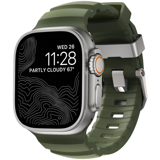Ремінець NOMAD Rocky Point Band Natural Titanium Hardware Forest за Apple Watch 46/49 mm