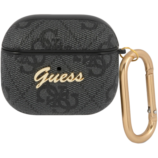 GUESS Case PU leather 4G with metal logo and carabin Gray for AirPods (Gen3)