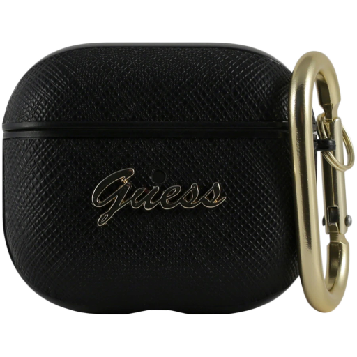 GUESS Case PU Saffiano with metal logo  Black for AirPods (Gen3)