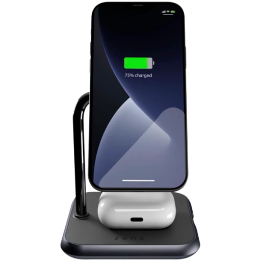 Бездротова зарядка ZENS Magnetic 3-in-1 Aluminium Wireless Charger, Black