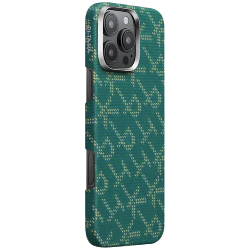 PITAKA Case Tactile Woven Monogram  Green/Gold for iPhone 16 Pro Max