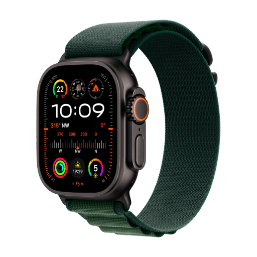 Apple Watch Ultra 2 2024 Темно-зеленый альпийский ремешок, М, 49мм, Black Titanium