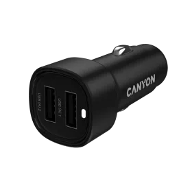 CANYON Автомобильный адаптер 2*USB Тип A, 24 Вт, Чёрный — Изображение №1