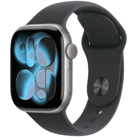 Apple Watch Series 11 GPS, 42χιλ., Space Grey Aluminium, Μαύρο αθλητικό λουράκι, S/M — Εικών №1