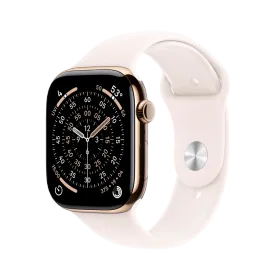 Apple Watch Series 11 GPS, 46мм, Gold Titanium, Светлый розовый спортивный ремешок, S/M — Изображение №1 Apple Watch Series 11 GPS, 46мм, Gold Titanium, Светлый розовый спортивный ремешок, S/M — Изображение №1