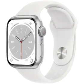 Apple Watch Series 8 GPS, 41mm, Silver, White Sport Band — Image №1