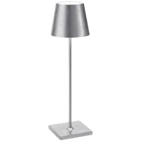 ZAFFERANO POLDINA PRO TABLE LAMP 111x380mm. SILVER LEAF 2.2W LED 185/203lm. — Εικών №1