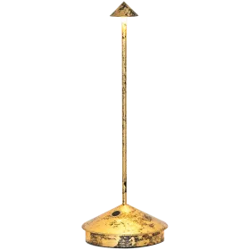 ZAFFERANO PINA PRO TABLE LAMP 105x290mm. BLACK CRACKLE GOLDEN LEAF 2.2W LED 173 — Εικών №1